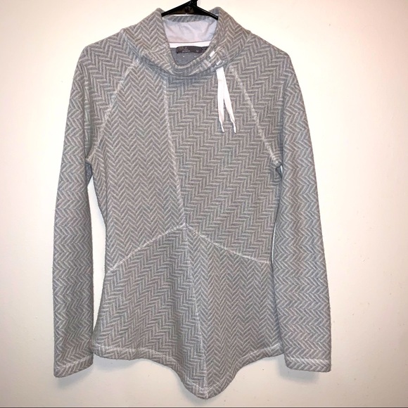 Prana Sweaters - Prana Mattera Gray Herringbone Pullover Sweater